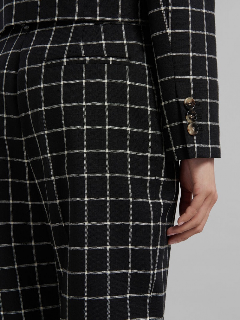 Marni Checked Lana Trousers Negros | AMXDF81376