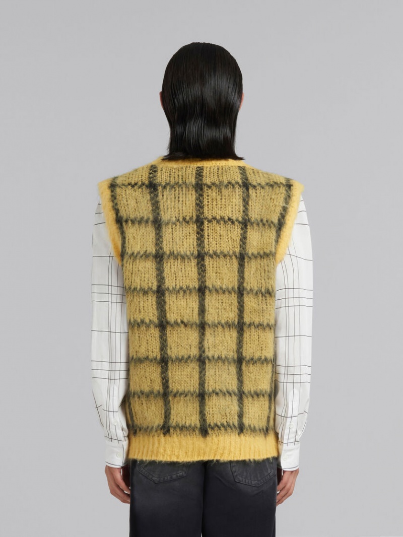 Marni Checked Mohair Sin Manga Jumper Amarillos | MXDFL85310