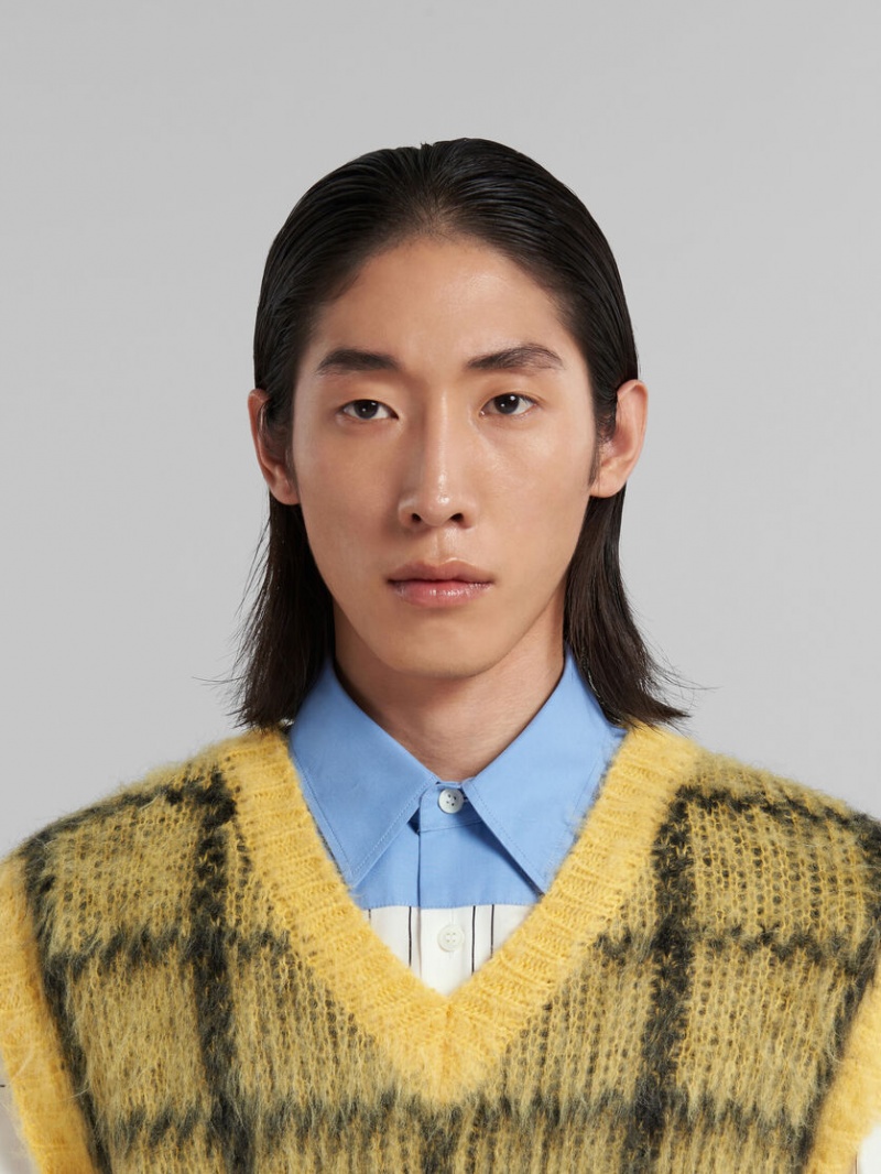 Marni Checked Mohair Sin Manga Jumper Amarillos | MXDFL85310