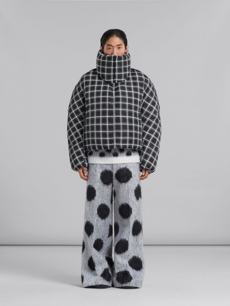 Marni Checked Oversized Down Jacket Negros | ZMXMJ20118