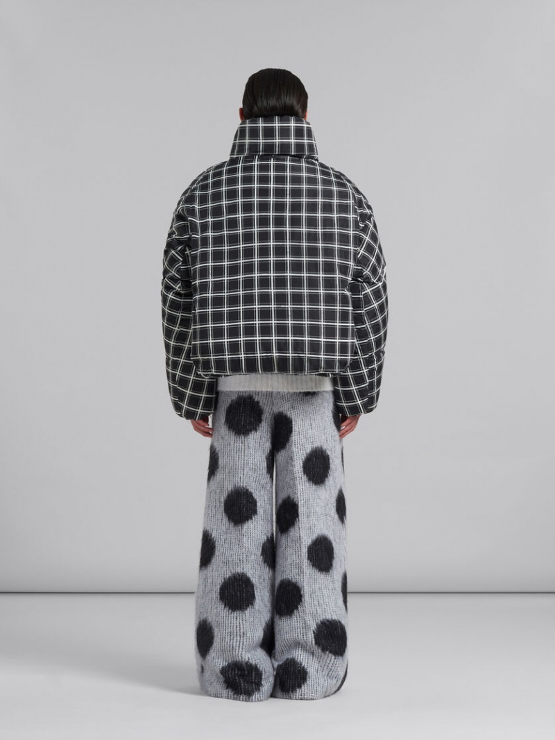 Marni Checked Oversized Down Jacket Negros | ZMXMJ20118