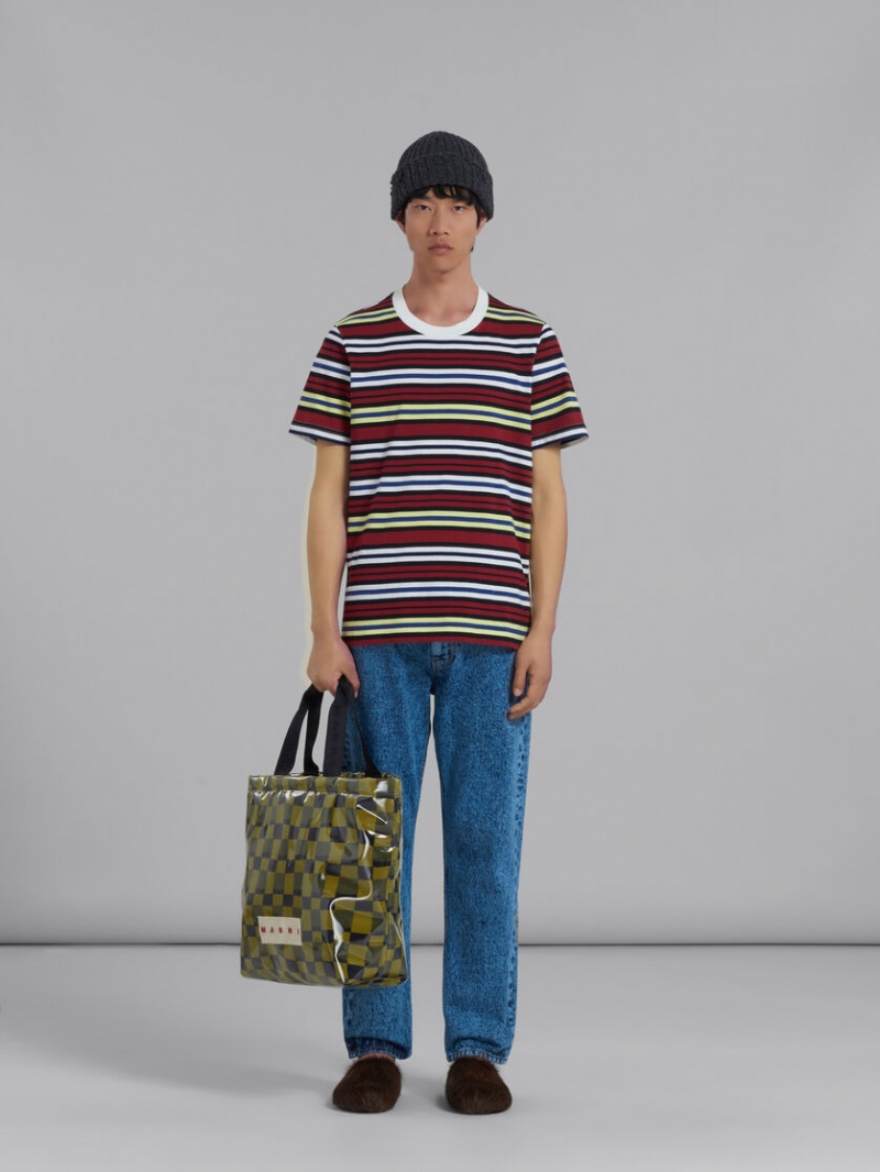 Marni Chequerboard Tote With Clear Wrap Amarillos | MXCIF30798