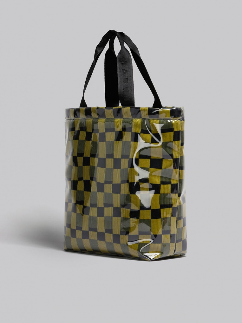 Marni Chequerboard Tote With Clear Wrap Amarillos | MXCIF30798