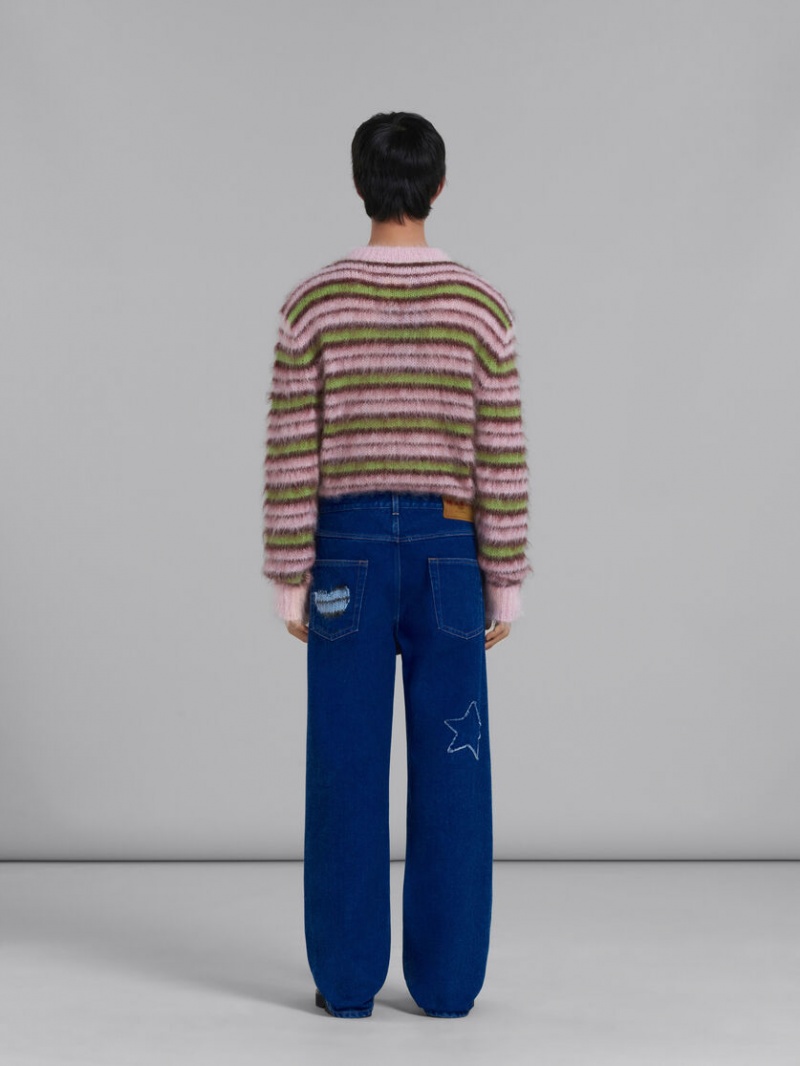 Marni Coated Denim Jeans With Mohair Patches Azules | ZMXMJ92220