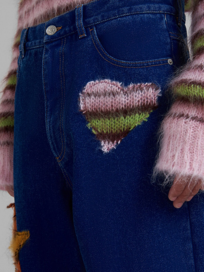 Marni Coated Denim Jeans With Mohair Patches Azules | ZMXMJ92220