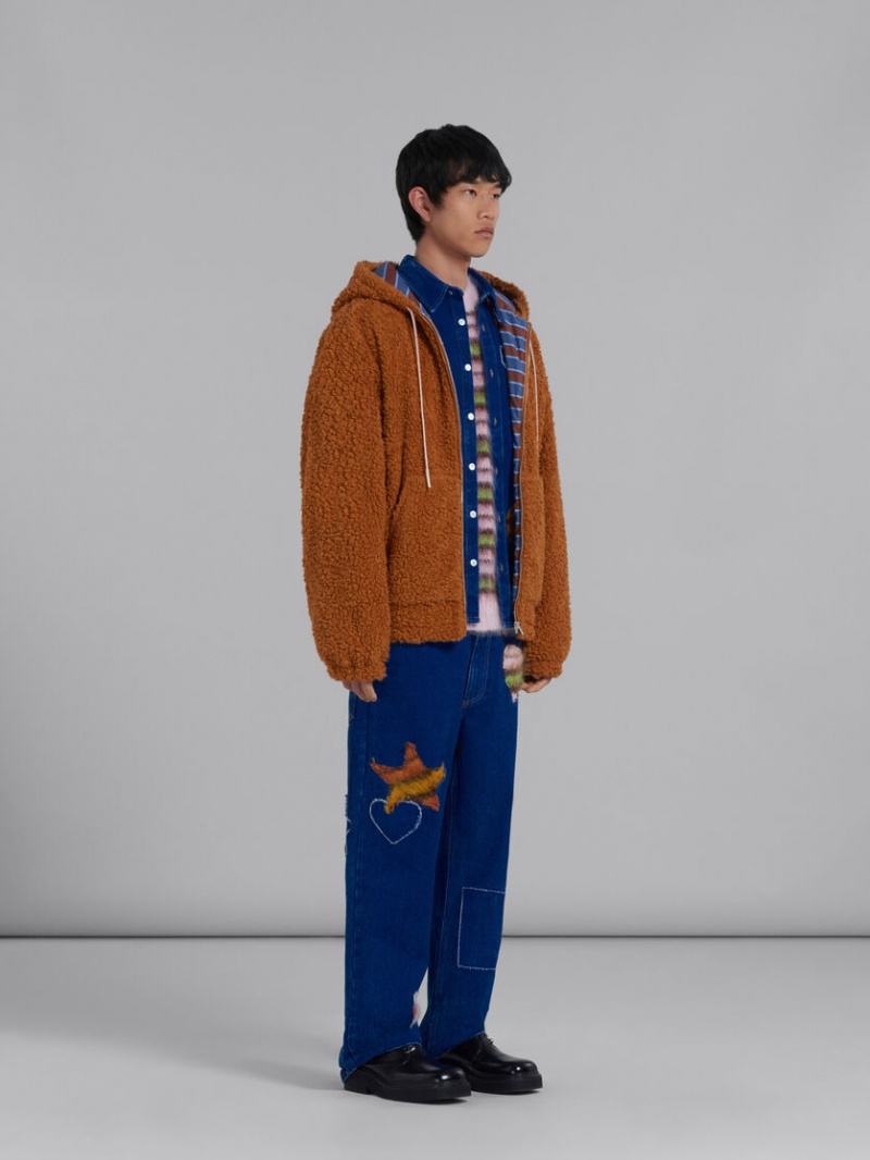Marni Coated Denim Jeans With Mohair Patches Azules | ZMXMJ92220