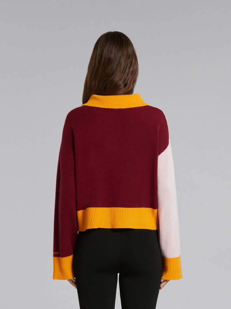 Marni Colour-block Cashmere Polo Jumper Rosas | BMXSD29761
