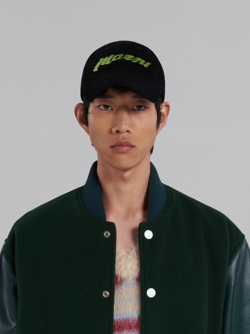 Marni Corduroy Baseball Cap With Sponge Logo Negros | LMXTR32954