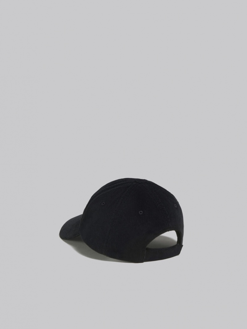 Marni Corduroy Baseball Cap With Sponge Logo Negros | LMXTR32954