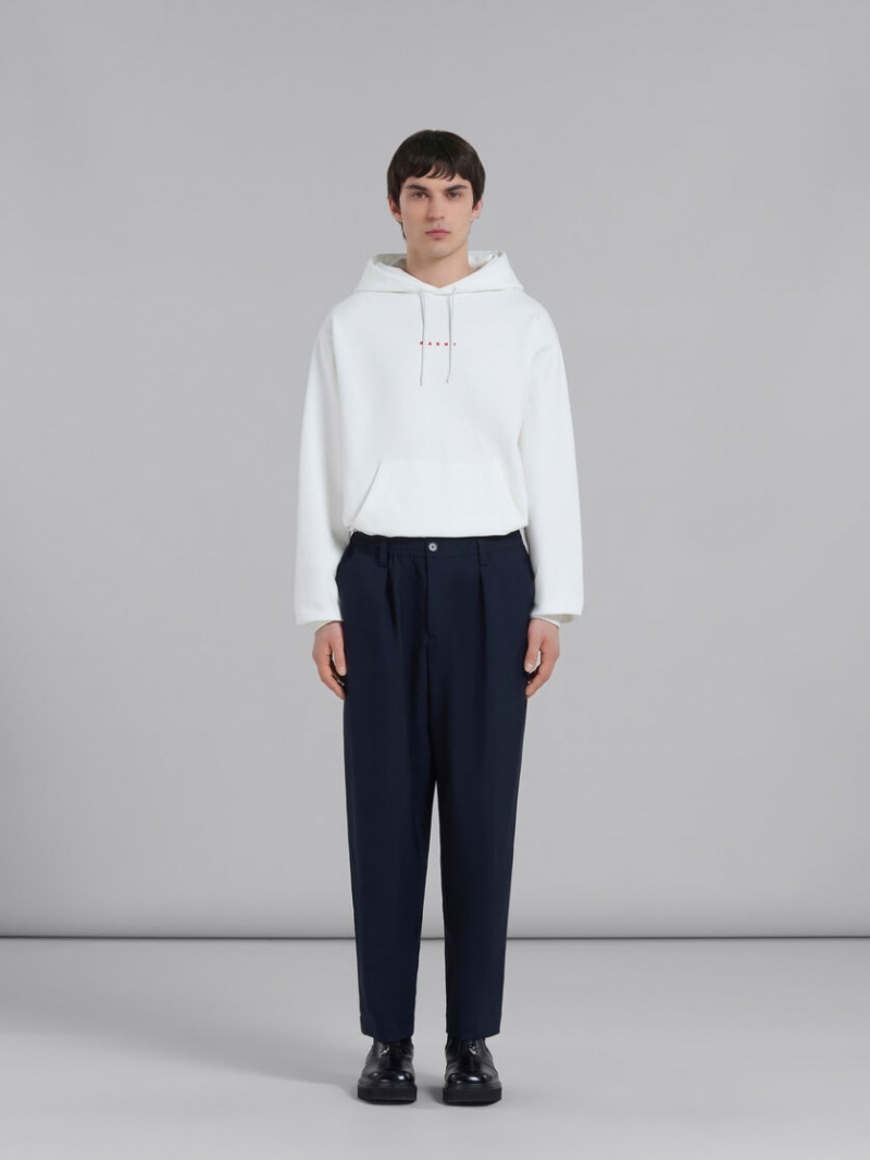 Marni Cropped Trousers In Tropical Lana Azules | LMXSX61114