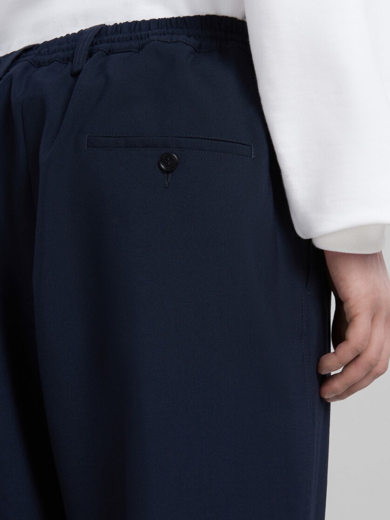 Marni Cropped Trousers In Tropical Lana Azules | LMXSX61114