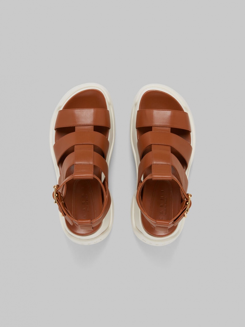 Marni Cuero Aras 23 Gladiator Sandal Marrom | MXQAV90788