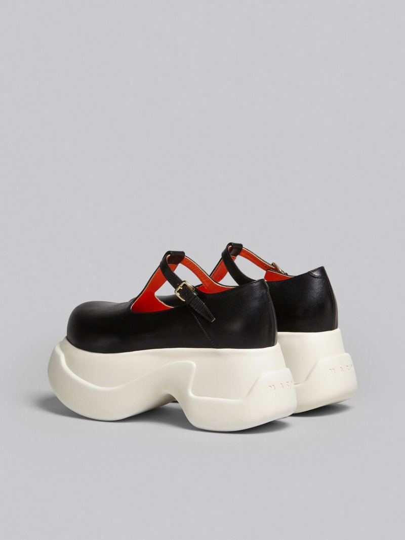 Marni Cuero Aras 23 T-bar Sandal Negros | MXEAH54616