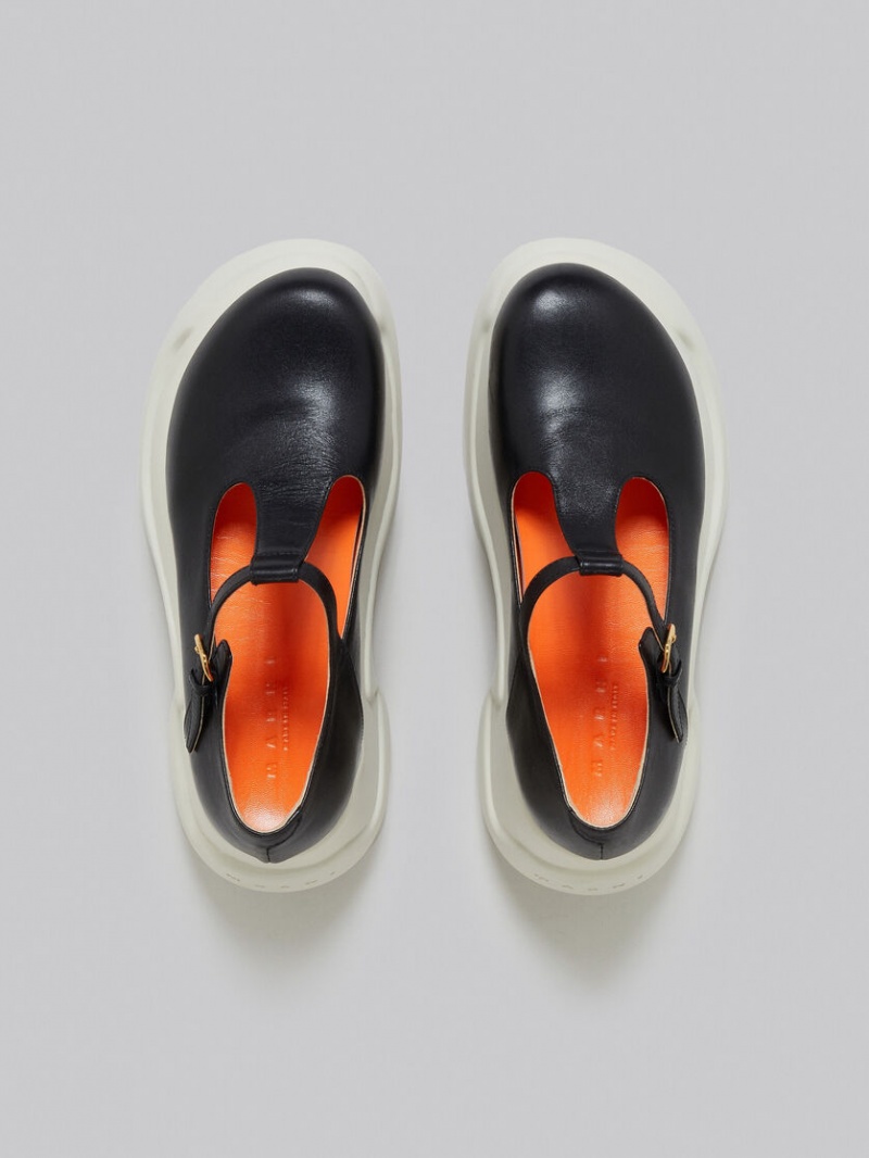 Marni Cuero Aras 23 T-bar Sandal Negros | MXEAH54616