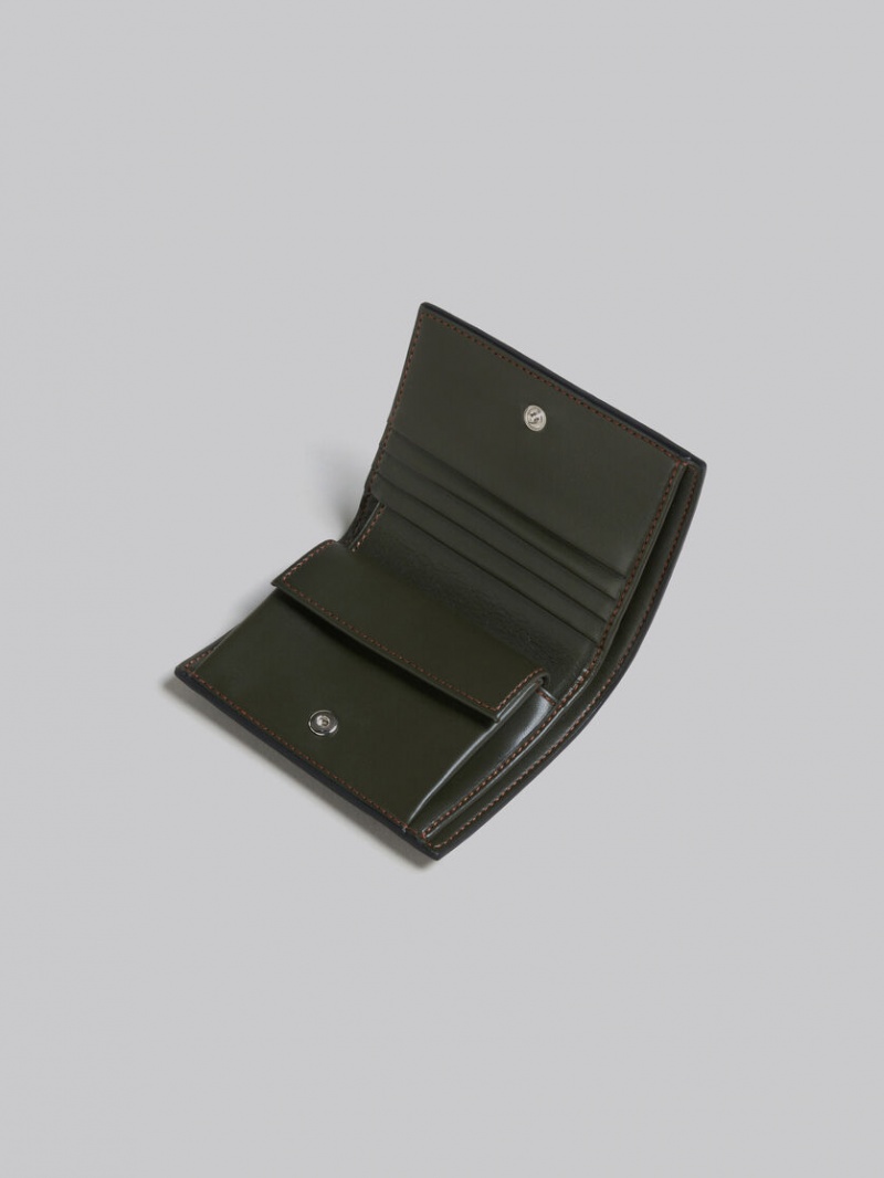 Marni Cuero Bifold Card Case Verde Oliva Verdes | GMXUC27748