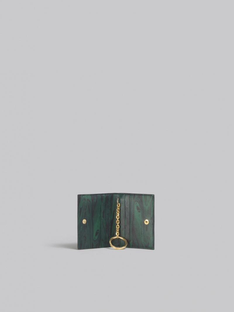 Marni Cuero Bifold Venice Cardholder With Marbled Interior Negros | MXCIF75796