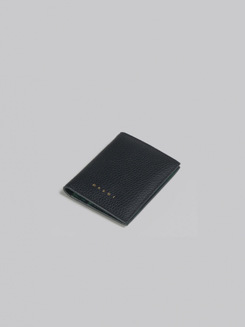 Marni Cuero Bifold Venice Cardholder With Marbled Interior Negros | MXCIF75796