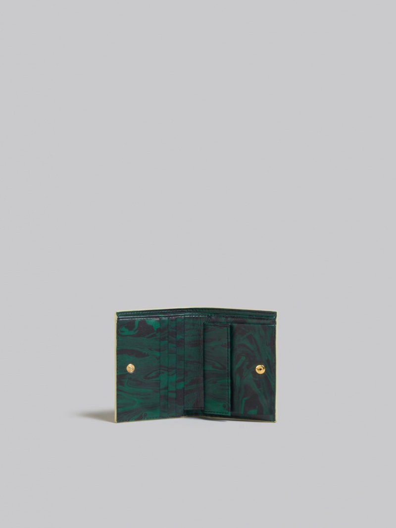 Marni Cuero Bifold Venice Wallet With Marbled Interior Amarillos Claro | MXXBR45751