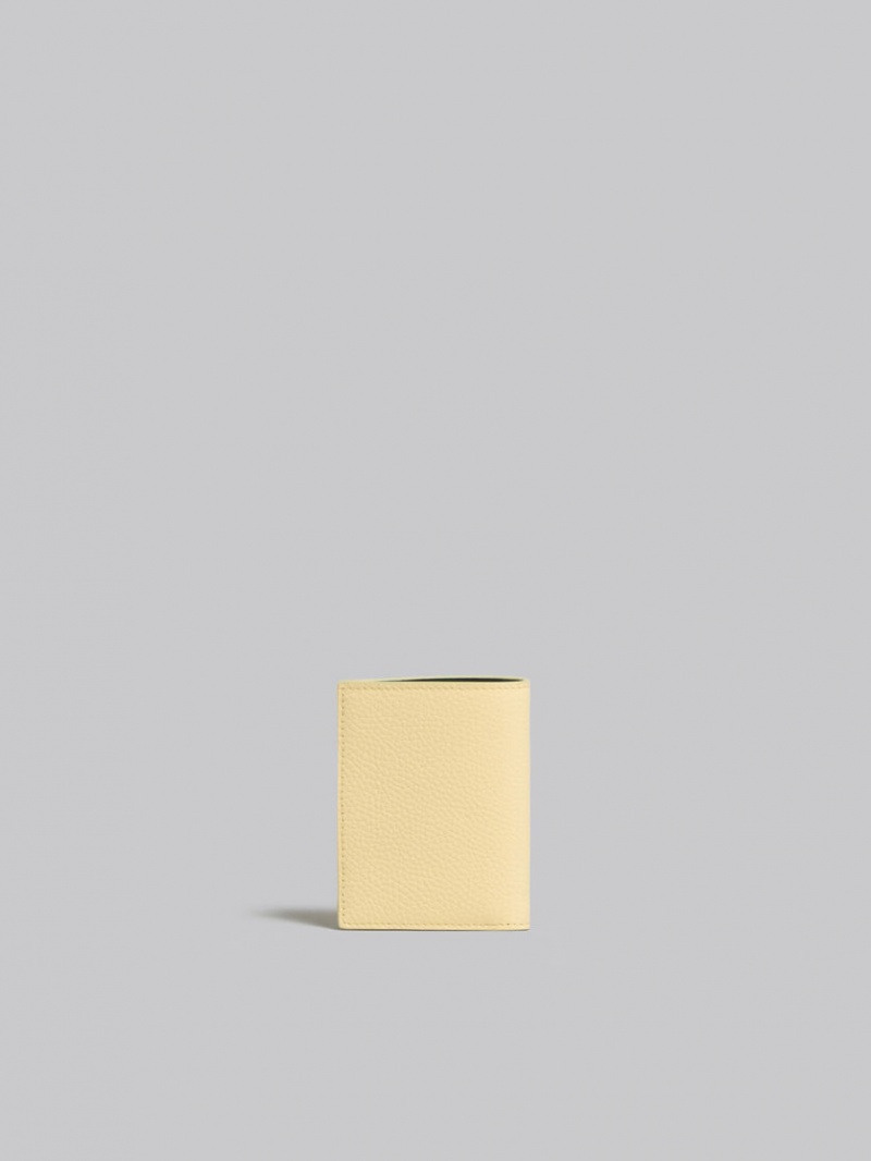 Marni Cuero Bifold Venice Wallet With Marbled Interior Amarillos Claro | MXXBR45751