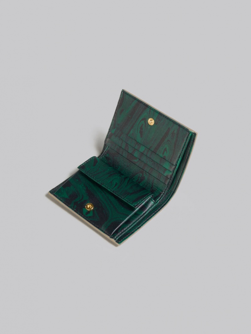 Marni Cuero Bifold Venice Wallet With Marbled Interior Marrom Claro | LMXSX26896