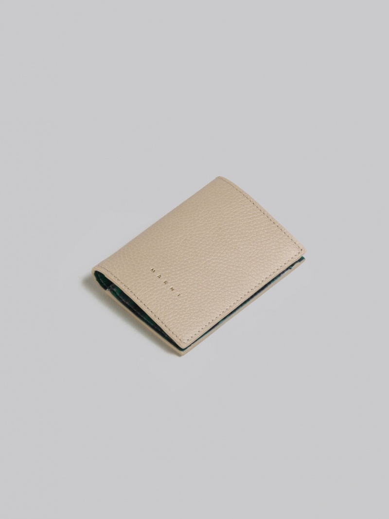 Marni Cuero Bifold Venice Wallet With Marbled Interior Marrom Claro | LMXSX26896