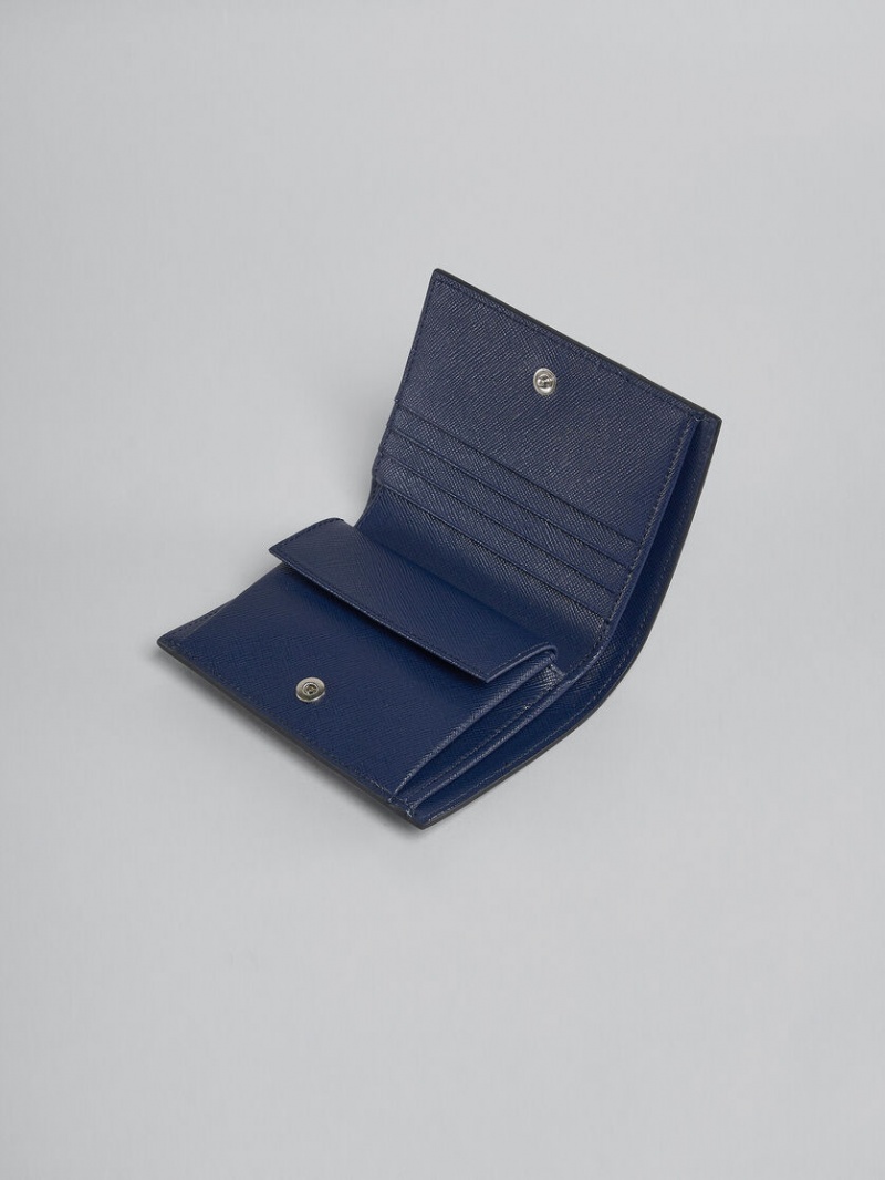Marni Cuero Bi-fold Wallet Azules | MXDYB38395