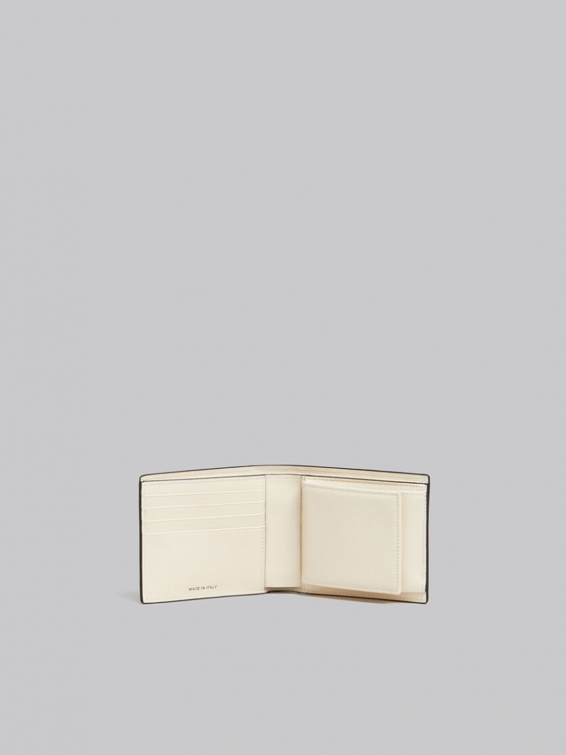 Marni Cuero Bi-fold Wallet Blancos Negros | MXZPD94853