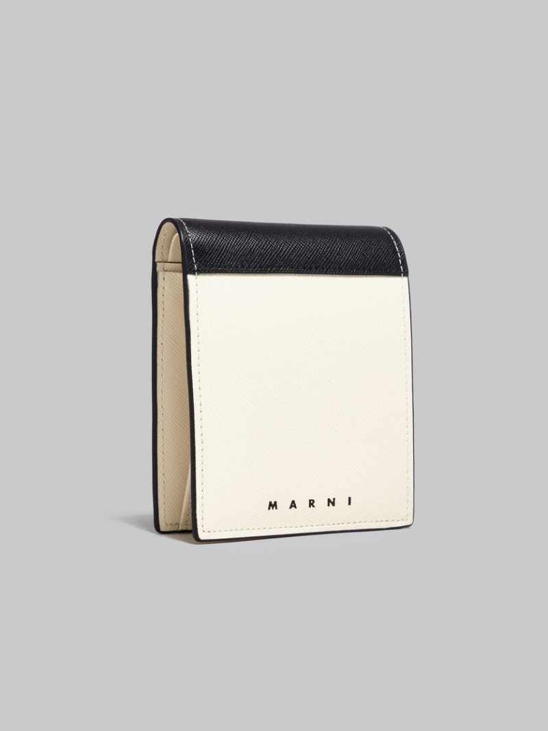 Marni Cuero Bi-fold Wallet Blancos Negros | MXZPD94853
