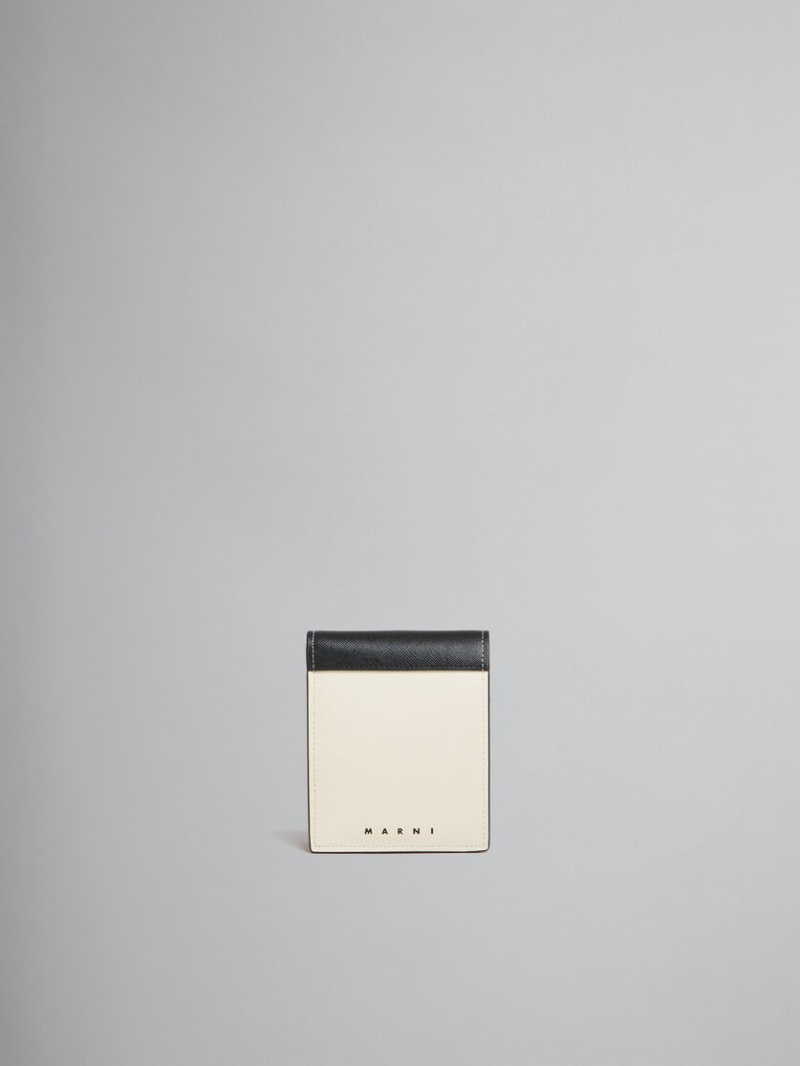 Marni Cuero Bi-fold Wallet Blancos Negros | MXZPD94853