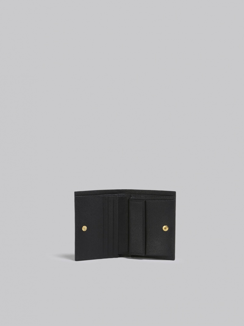 Marni Cuero Bi-fold Wallet Marrom Morados Negros | MXZPD72296