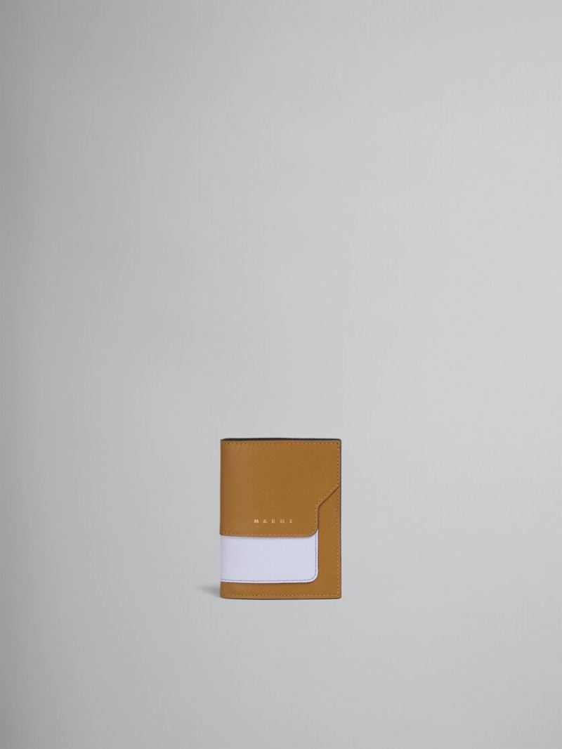 Marni Cuero Bi-fold Wallet Marrom Morados Negros | MXZPD72296
