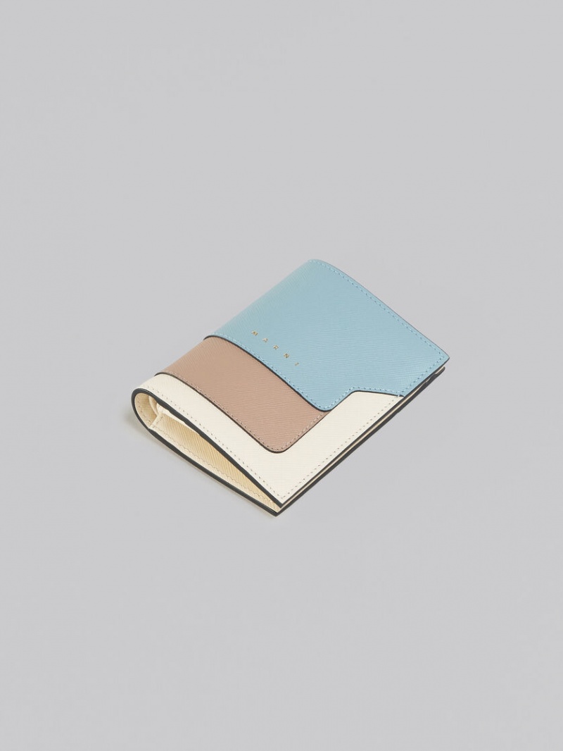 Marni Cuero Bi-fold Wallet Verdes Claro Beige Blancos | PMXER18025