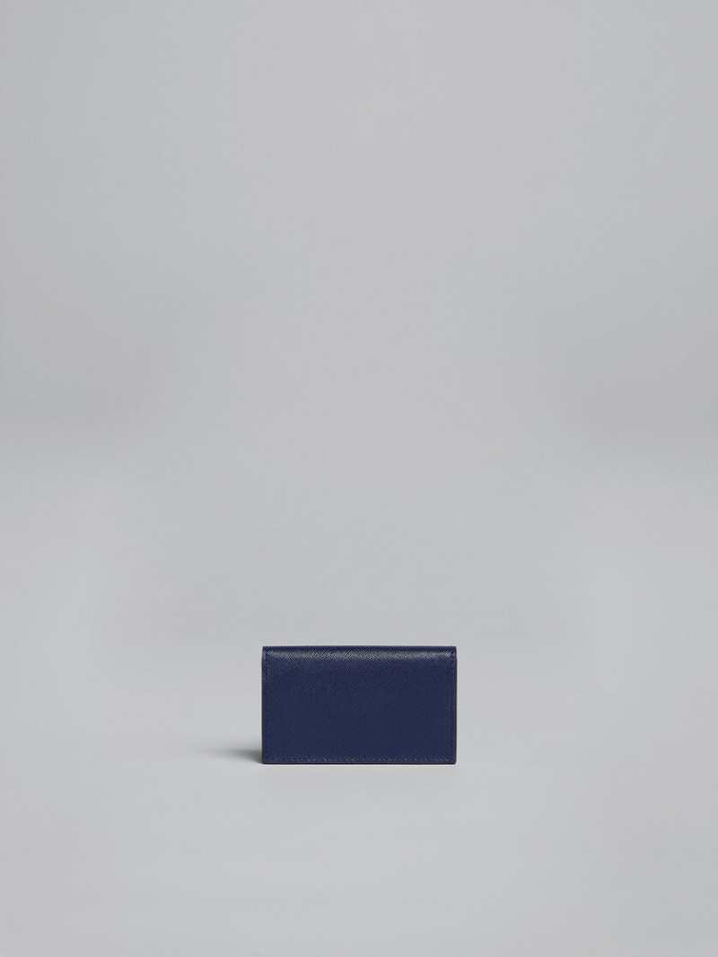 Marni Cuero Business Card Case Azules Blancos Marrom | LMXSX35509
