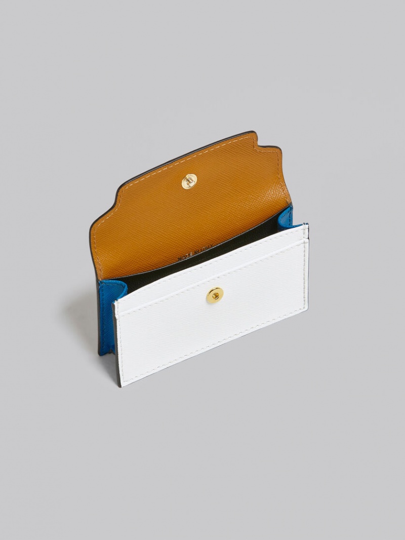 Marni Cuero Business Card Case Marrom Blancos Azules | YMXVQ75877