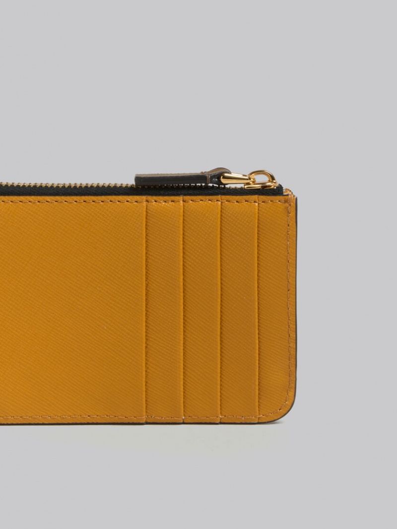 Marni Cuero Card Case Marrom Blancos Naranjas | MXJBT76855