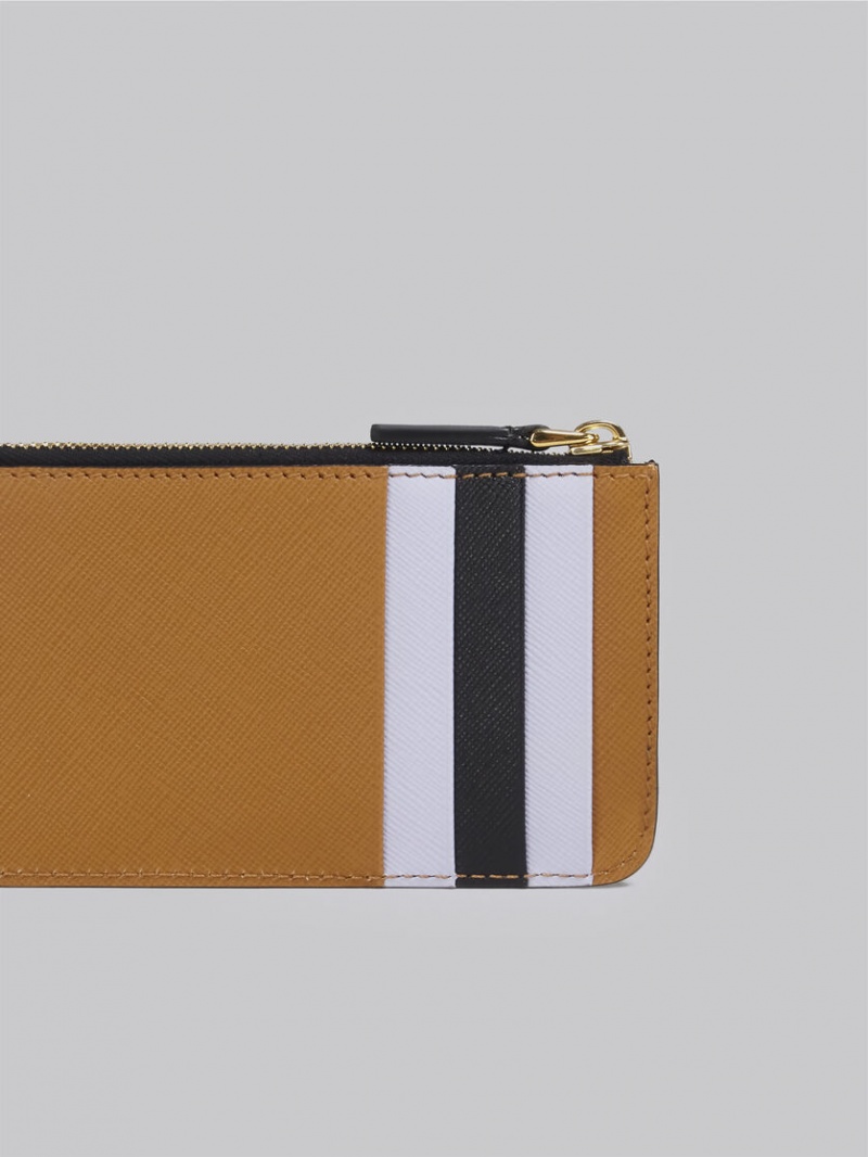 Marni Cuero Card Case Marrom Morados Negros | MXIIZ21983