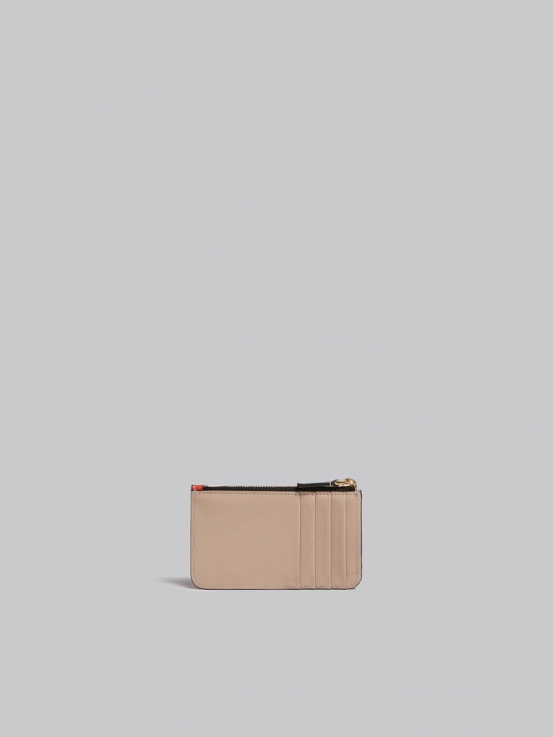 Marni Cuero Card Case Naranjas Blancos Beige | MXDFL97406