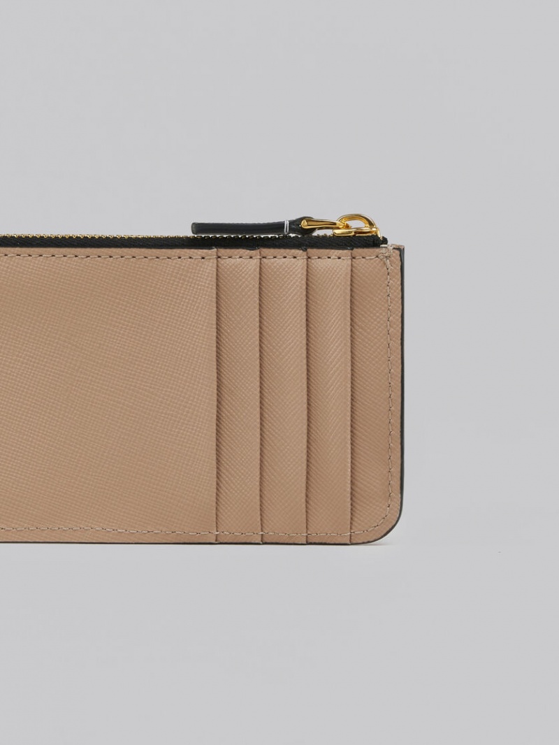 Marni Cuero Card Case Naranjas Blancos Beige | MXDFL97406