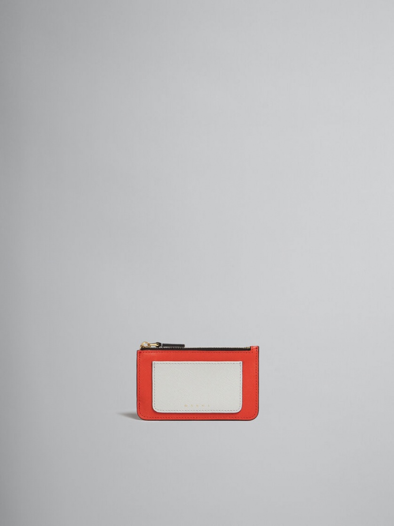 Marni Cuero Card Case Naranjas Blancos Beige | MXDFL97406