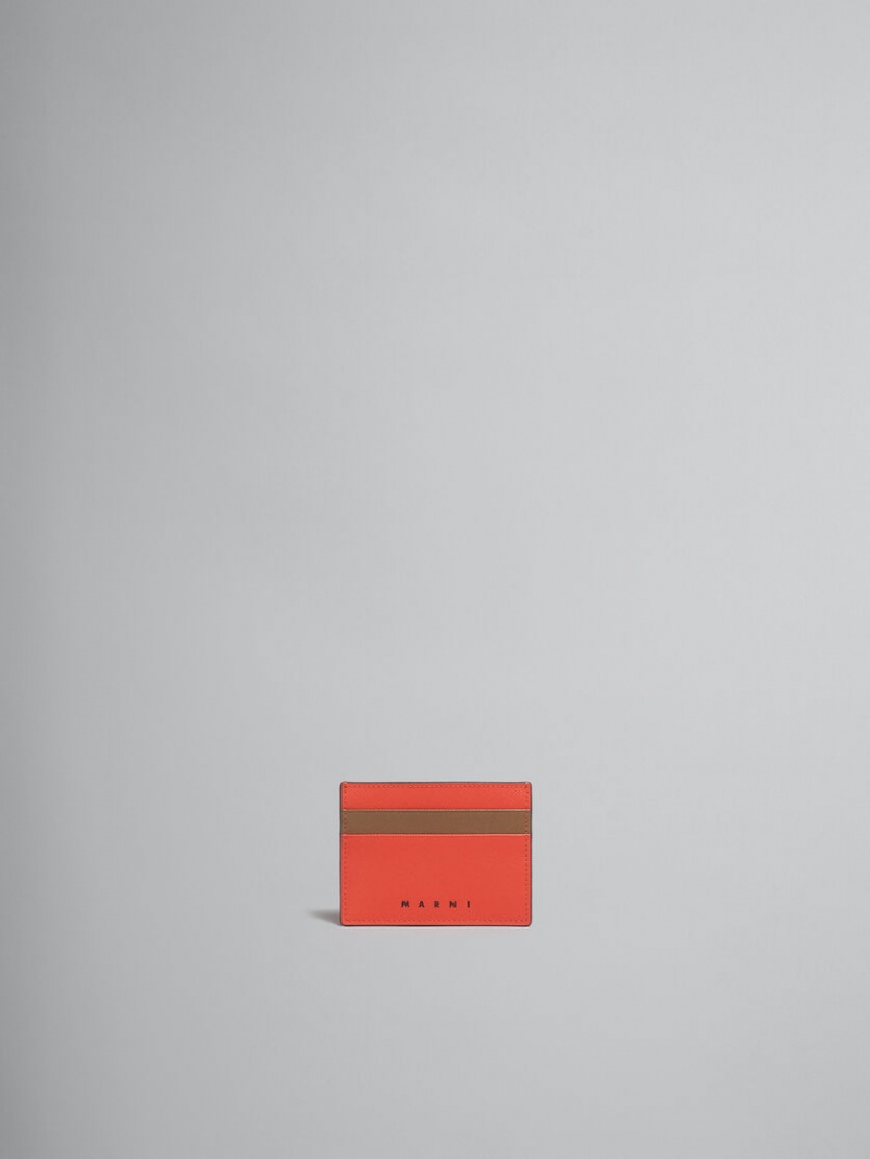 Marni Cuero Card Case Naranjas Marrom | MXJZR20723