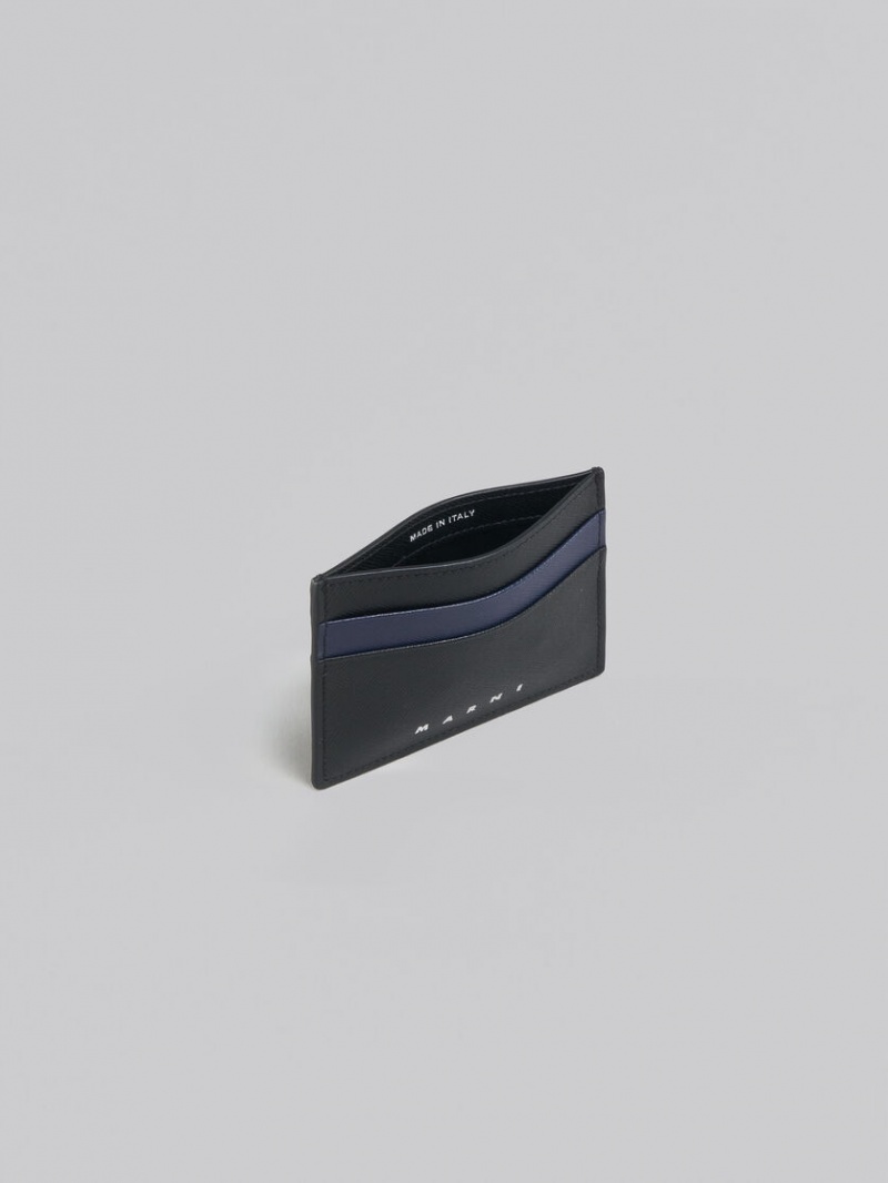 Marni Cuero Card Case Negros Azules | ZMXNQ28035