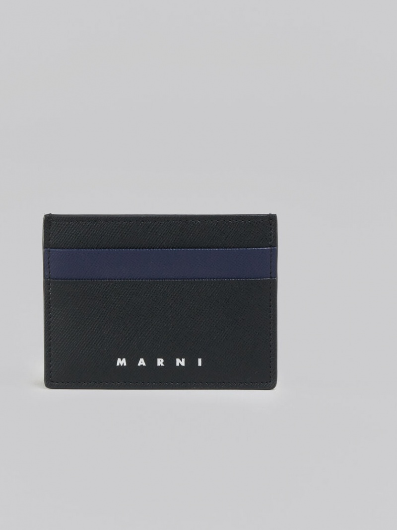 Marni Cuero Card Case Negros Azules | ZMXNQ28035
