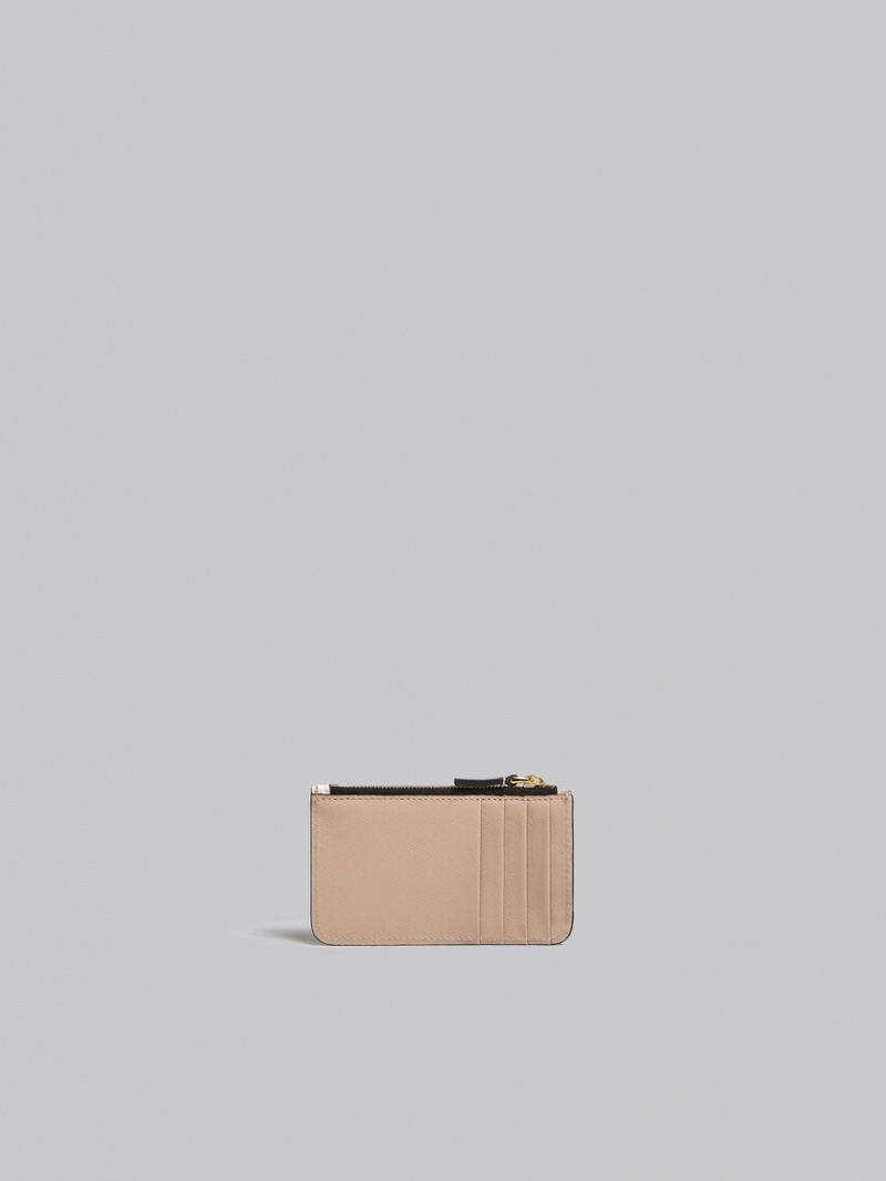 Marni Cuero Card Case Rosas Blancos Beige | MMXFT50148