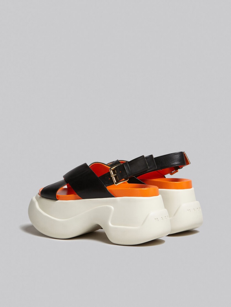 Marni Cuero Criss-cross Aras 23 Sandal Negros | AMXWC30394
