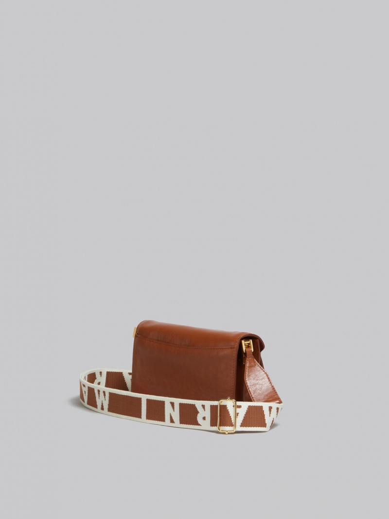 Marni Cuero E/W Soft Trunk Bag With Logo Correa Marrom | MXNEJ90560