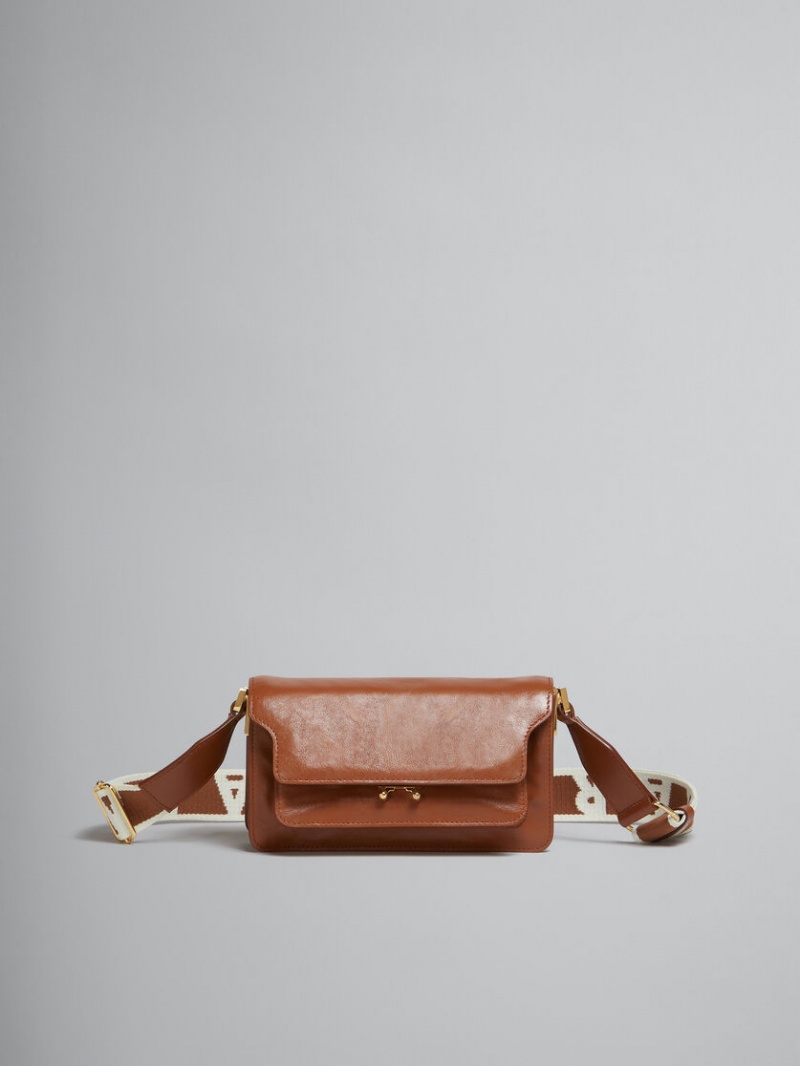 Marni Cuero E/W Soft Trunk Bag With Logo Correa Marrom | MXNEJ90560
