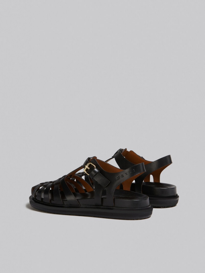 Marni Cuero Fisherman's Sandal Negros | MXZPD43261