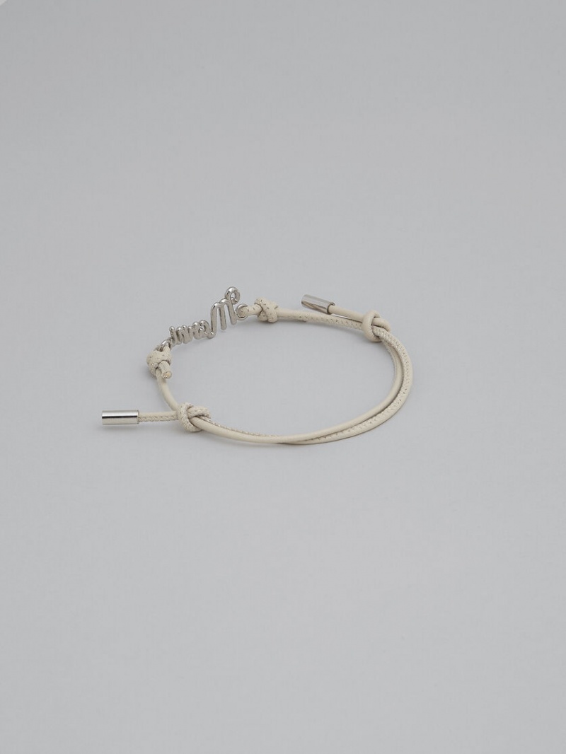 Marni Cuero Logo Bracelet Blancos | DMXKV64857