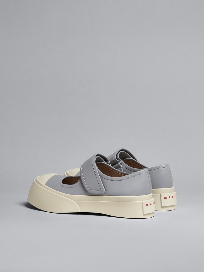 Marni Cuero Mary Jane Sneaker Grises | EMXVG67291