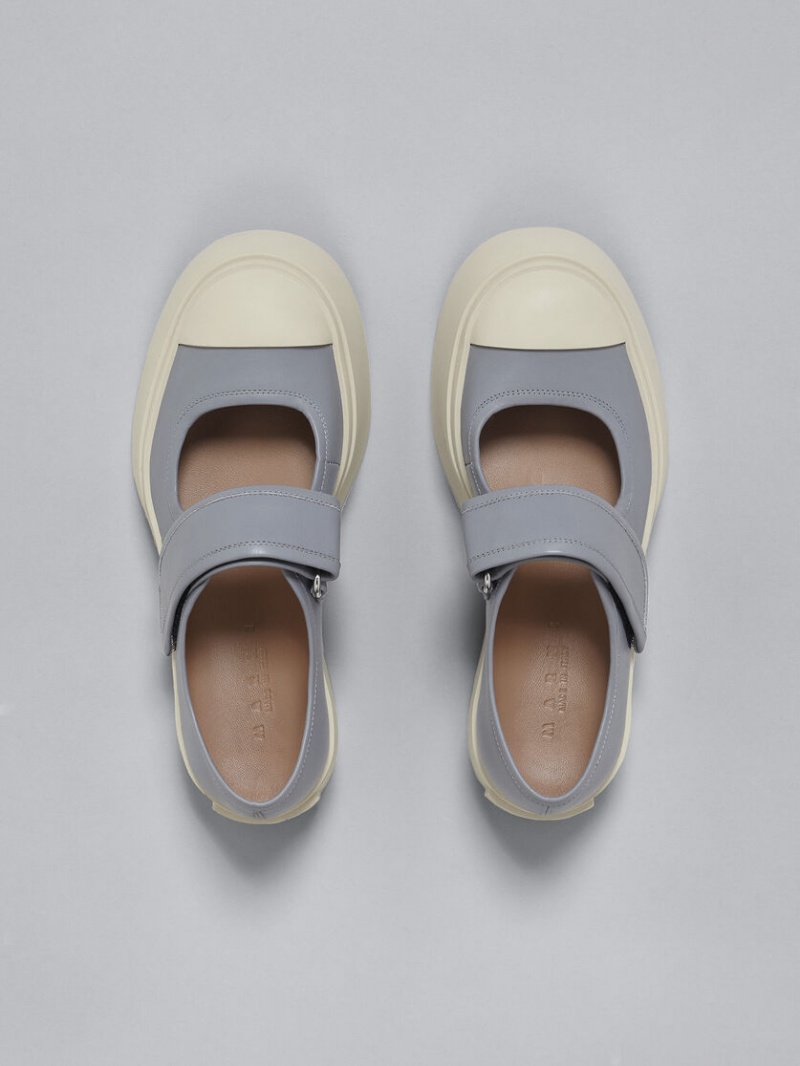 Marni Cuero Mary Jane Sneaker Grises | EMXVG67291